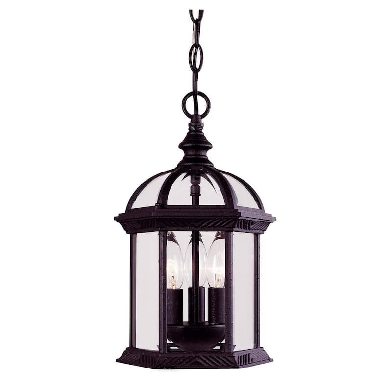 Kensington 3-Light Outdoor Hanging Lantern in Textured Black