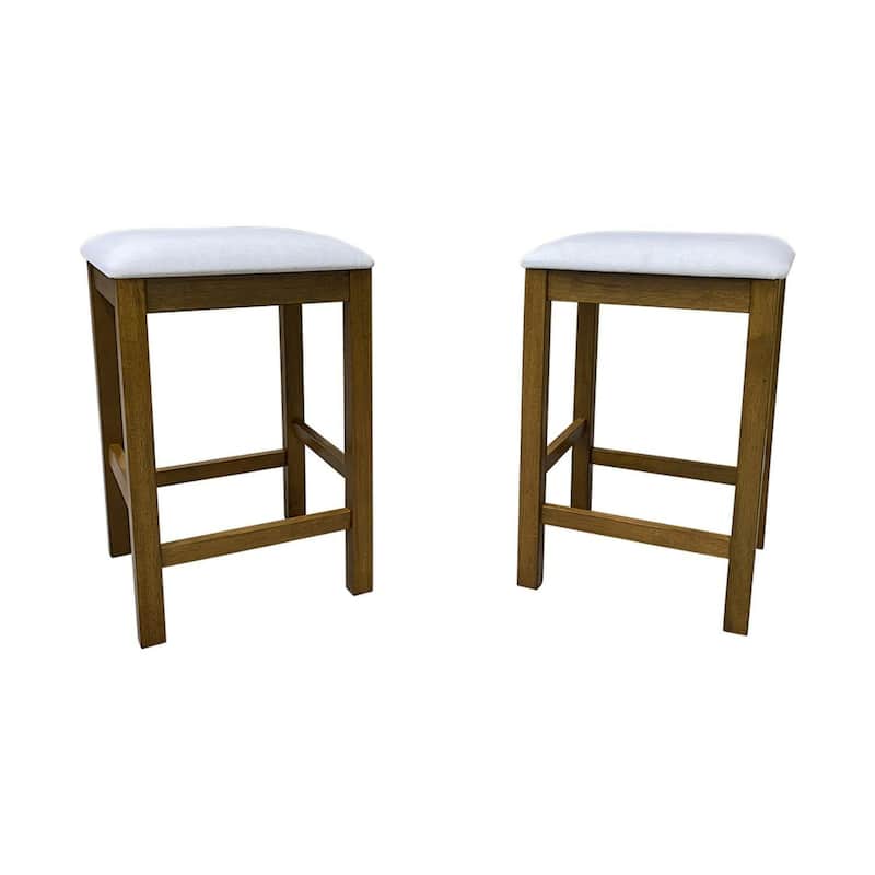 Upholstered Backless Counter Stools - 24.25" - Brown and White - Set of 2
