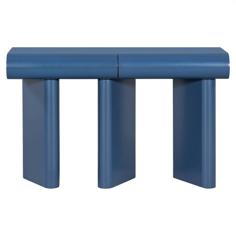 Modern Entryway Table with 2 Curved Drawers,Space-Saving Hallway Table ,Contemporary Narrow Sofa Table for Living Room,Bedroom - Blue