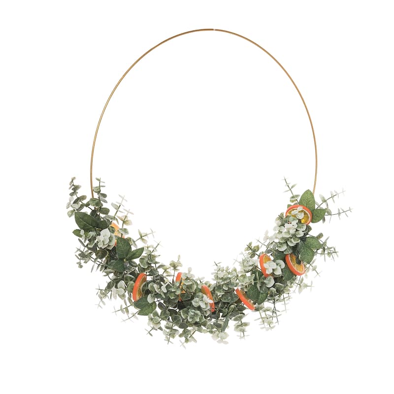 Transpac Artificial 22.05 in. Green Harvest Dried Citrus Hoop Wreath
