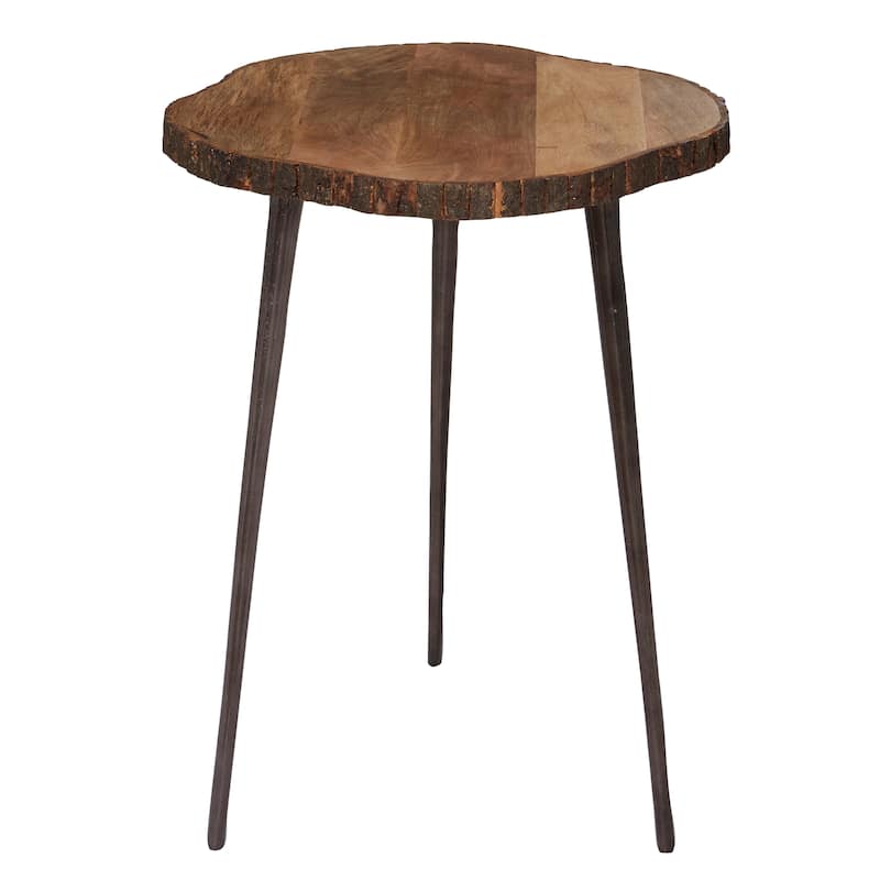Mango Wood Accent Table with Footrest - Brown - Roche River Decor - 21"W x 21"L x 25"H