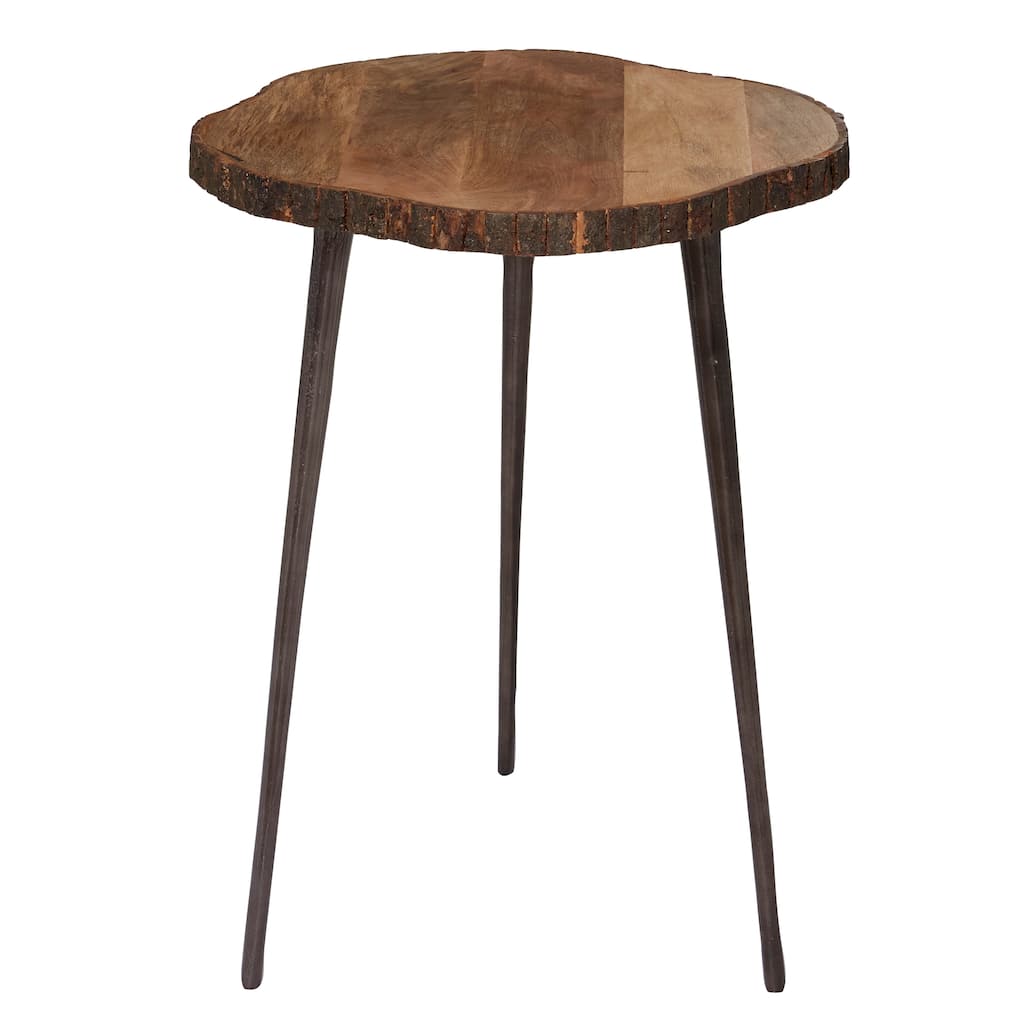 Mango Wood Accent Table with Footrest - Brown - Roche River Decor - 21"W x 21"L x 25"H