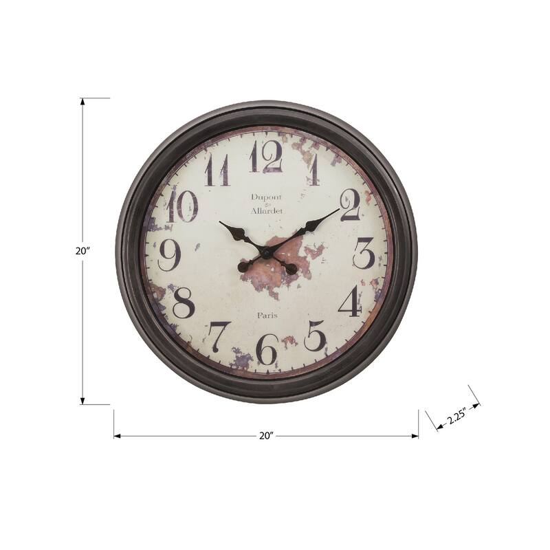 20 in Retro Design Brown Wall Clock - 20 in