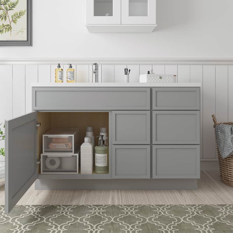 Vanity Art 51" Birch Freestanding Bathroom Vanity Cabinet without Top