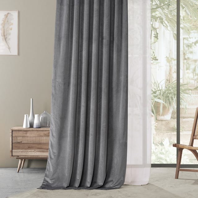 Exclusive Fabrics Urban Lush Velvet Curtain (1 Panel) - 50 X 108 - Haven Grey