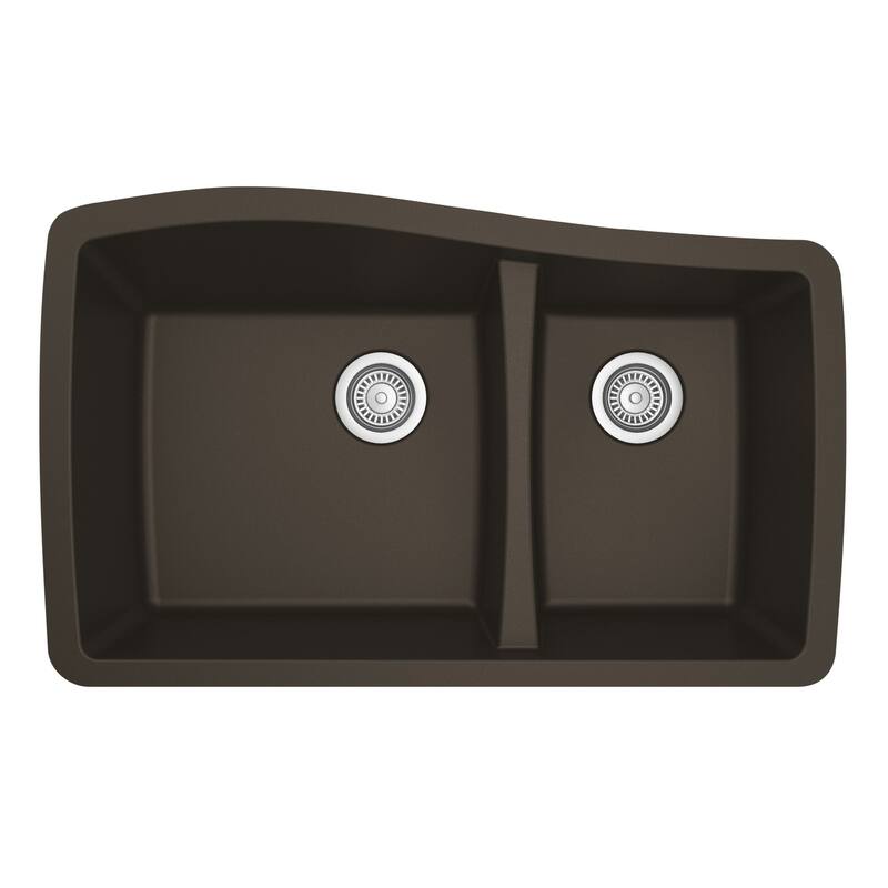 Karran Undermount Quartz 60/40 Double Bowl Kitchen Sink - Brown