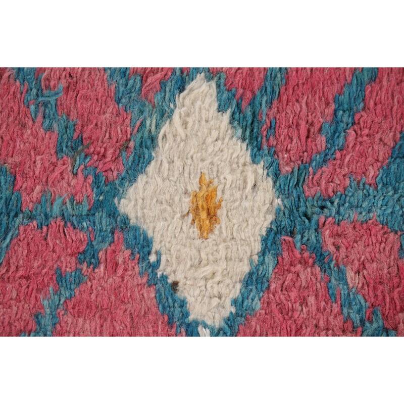 Colorful Trellis Moroccan Area Rug Handmade Geometric Wool Carpet - 7'7" x 11'0"