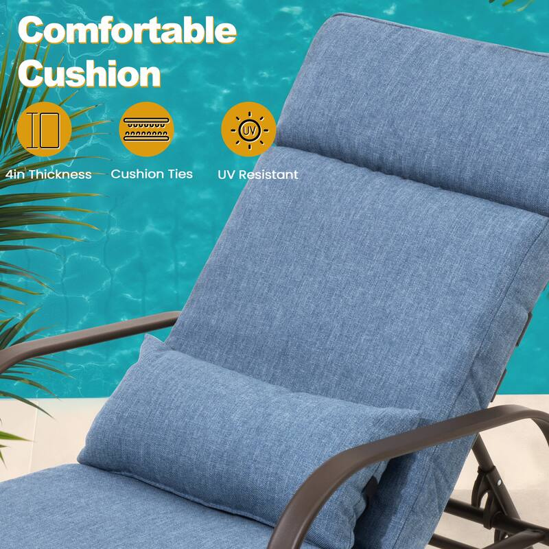 VredHom Outdoor Adjustable Chaise Lounge with Cushion and Pillow (Set of 2) - Set of 2