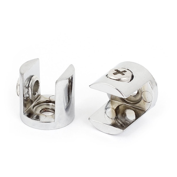 Round Base 6mm-8mm Glass Shelf Clip Clamp Holder Support Bracket 2pcs