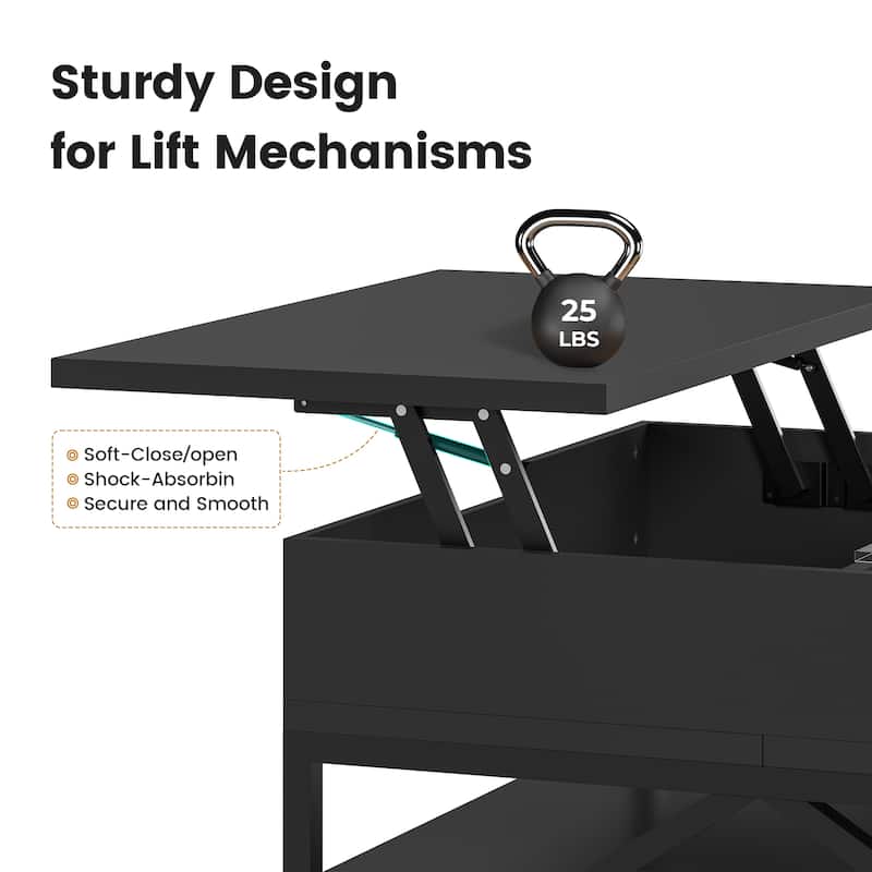 Coffee Table Lift Top 2 Drawers Hidden Compartment for Living Room