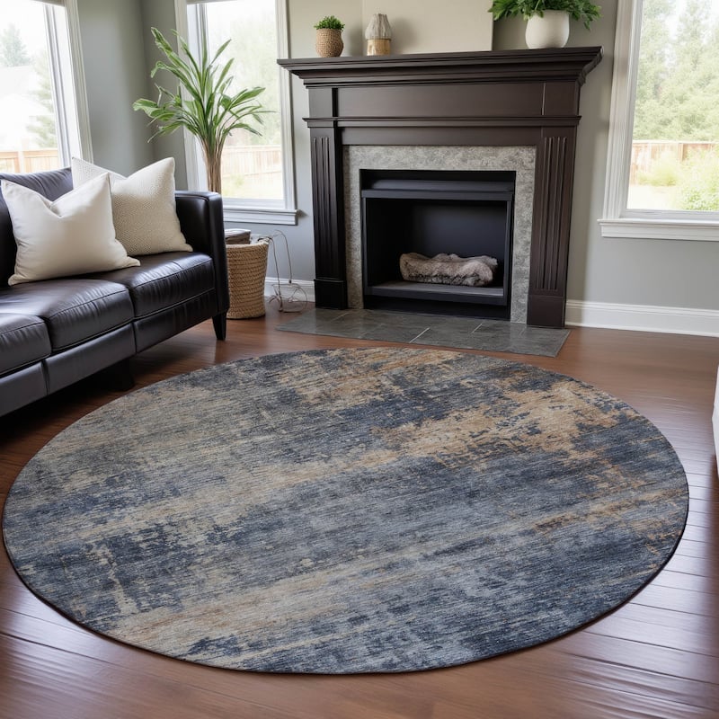 Premium Washable Super Soft Modern Brizzy Mayfield Rug - Denim - 8' x 8'