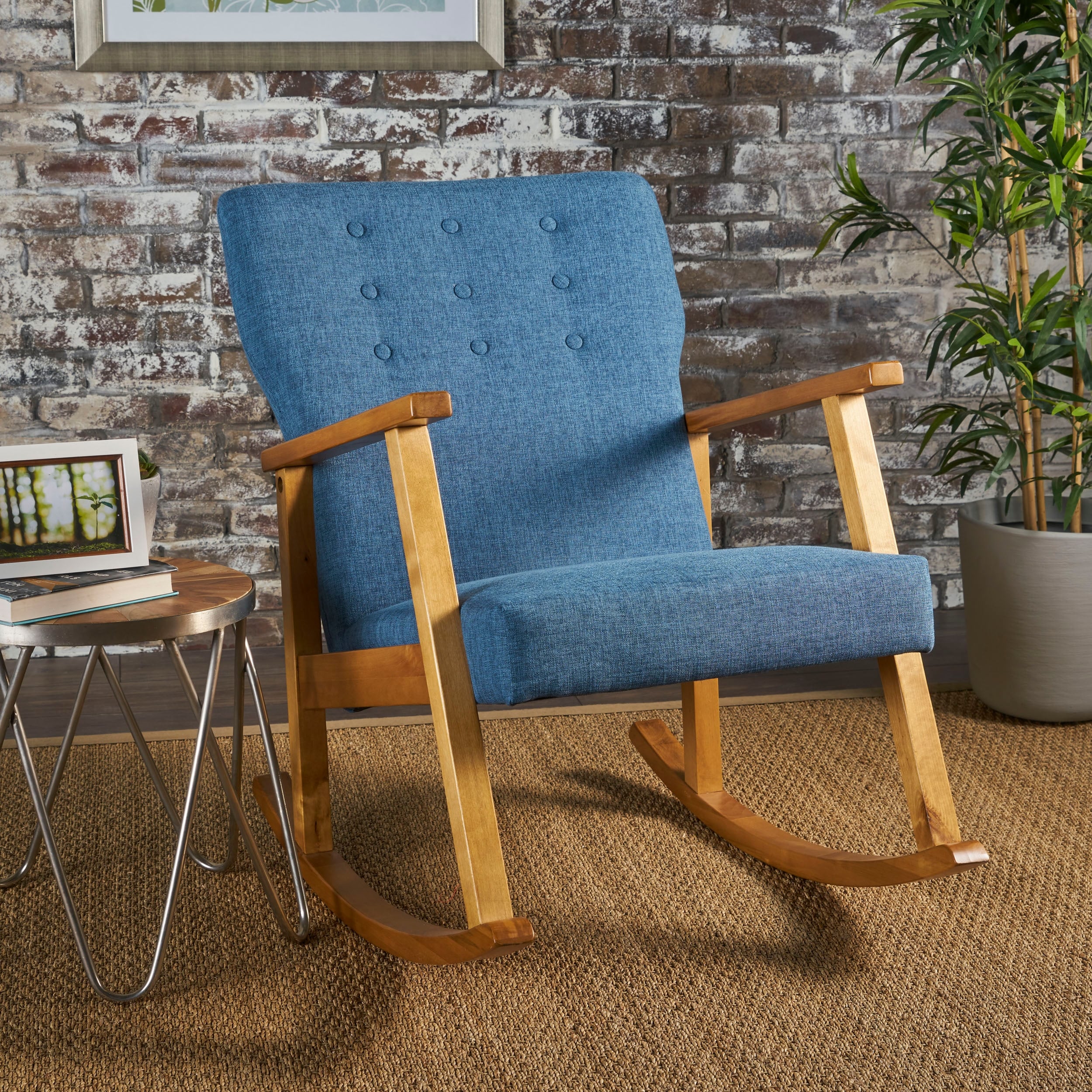 Mid century discount fabric rocking chair