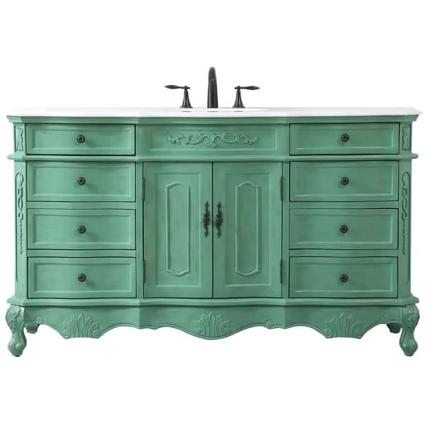 slide 2 of 11, Elegant Lighting VF10160-VW Danville 60" Free Standing Single Basin Vintage Mint - Painted