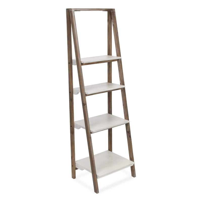 4-Tier Foldable Handmade Display Shelf - 61.25" - Brown and White