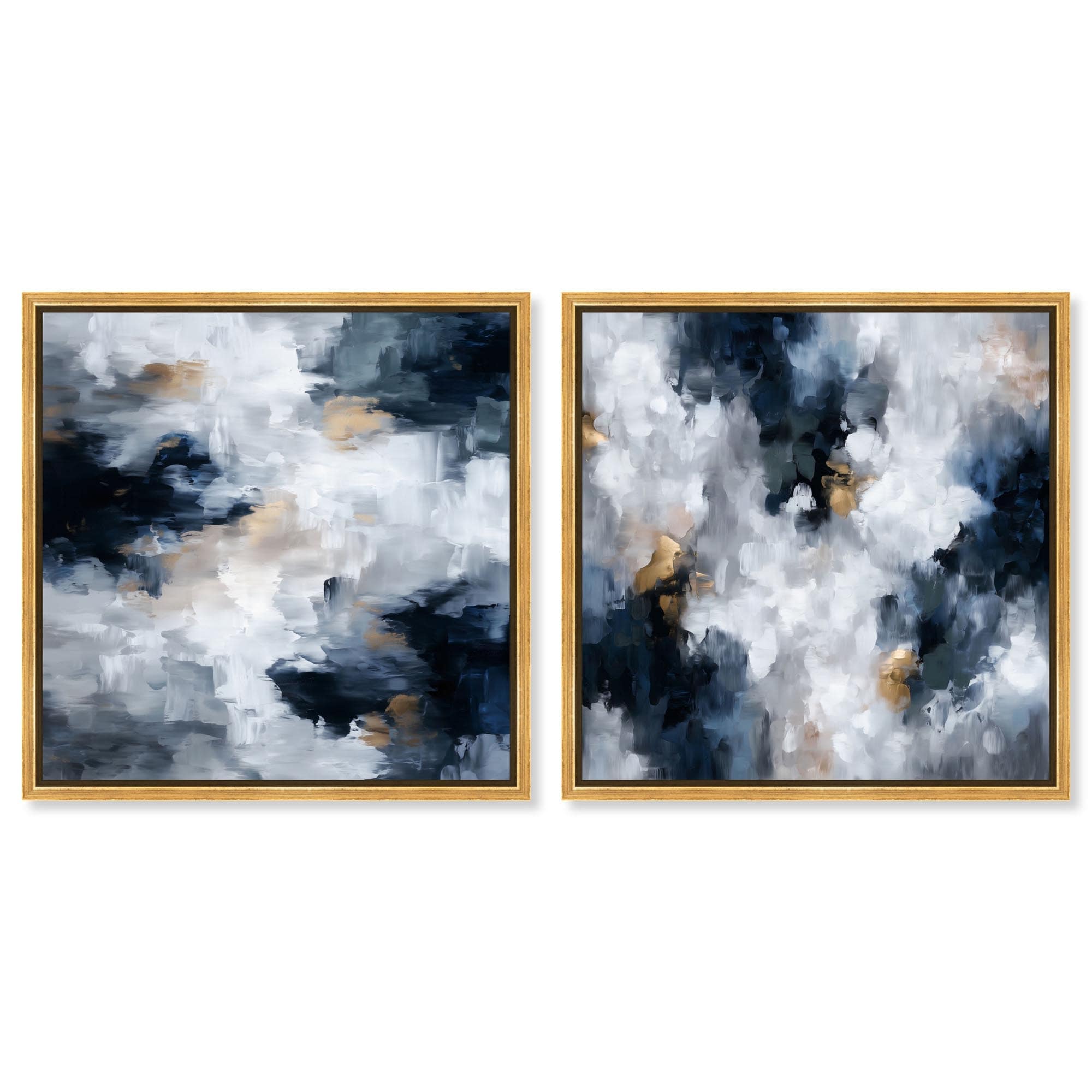 Midnight Ivory Elegance Modern Art Set of 2 Canvas Print by Art Remedy
