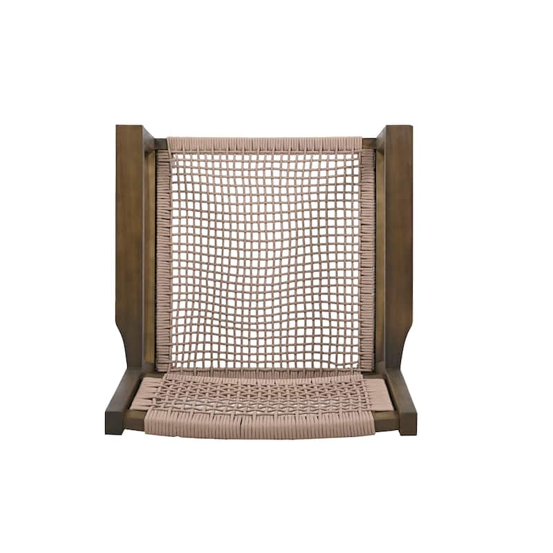 Roomfitters Outdoor Dining Armchairs Set of 2, Wood and Woven Rope Design, Patio Seating with Rustic Charm