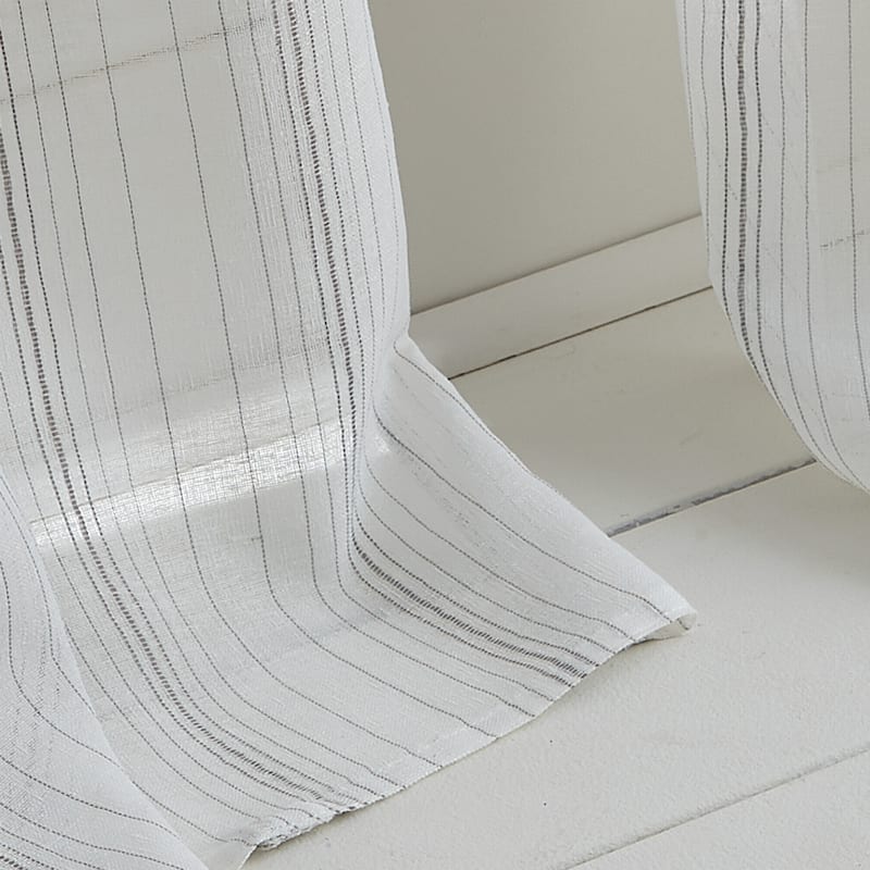 Martha Stewart Hampton Stripe Sheer Rod Pocket Single Curtain Panel