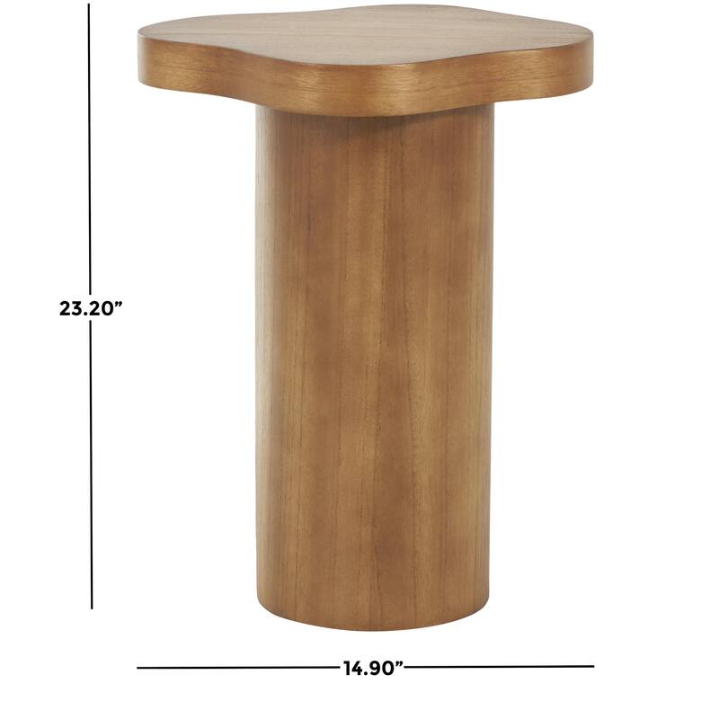 Black or Brown Wood Pedestal Side End Accent Table with Rounded Square Top