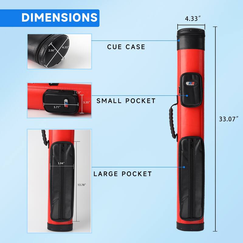 GSE™ 2x2 Oval Deluxe Hard Billiard Pool Cue Stick Carrying Case, Billiard Cue Case Holds 2 Butts/2 Shafts (4 Colors)