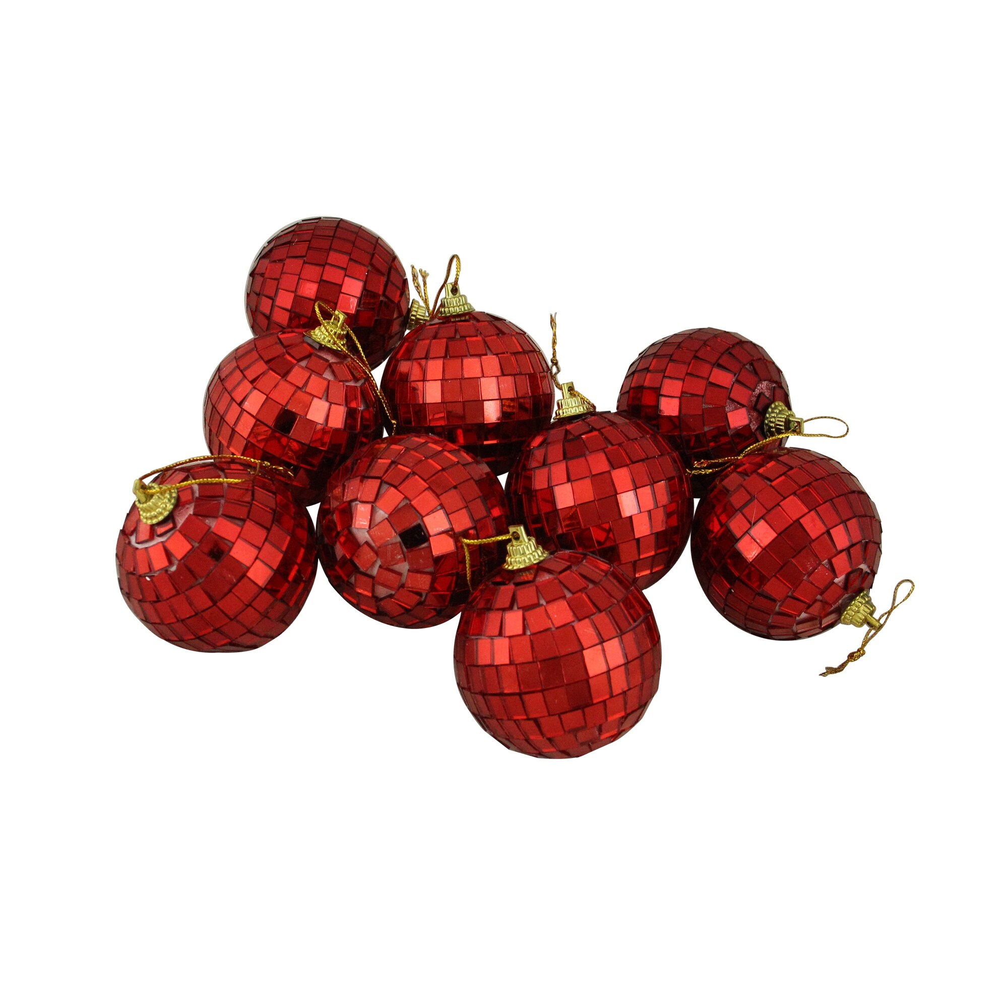 Shop 9ct Red Hot Mirrored Glass Disco Christmas Ball Ornaments 2 5