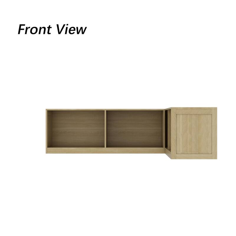 L-Shaped Entryway Bench with Open Shoe Storage, Corner Mudroom Organizer Seating, Wooden Hallway Storage Bench