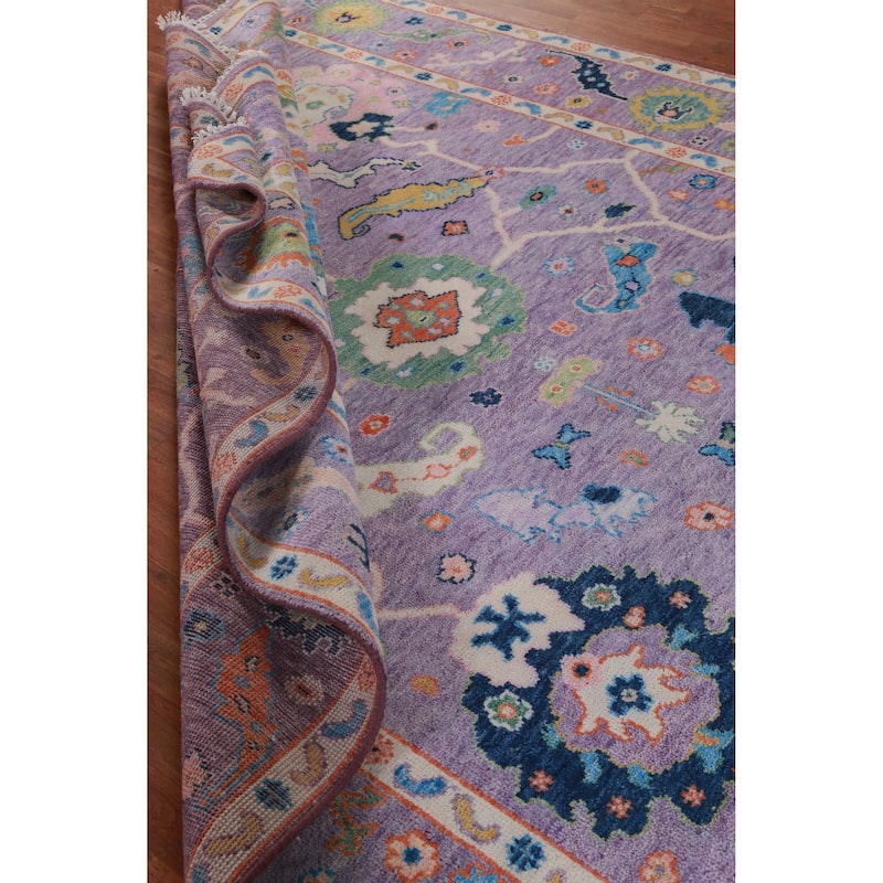 Hand Knotted Oriental 100% Wool Carpet Transitional All-Over Purples Oushak Area Rug - 15' 10'' X 7' 11''