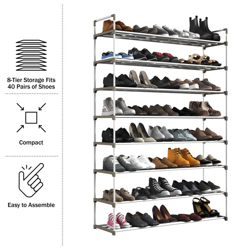 Shoe Rack - Shoe Organizer for Closet, Bathroom, Entryway by Home-Complete (White)