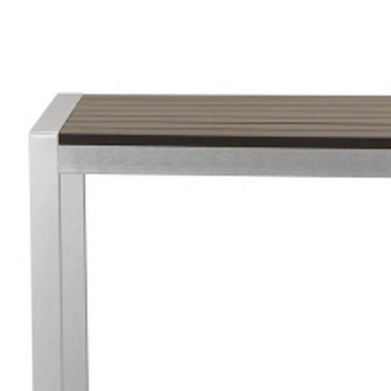Kylo 43 Inch Outdoor Bar Table, White and Brown Aluminum Frame, Small