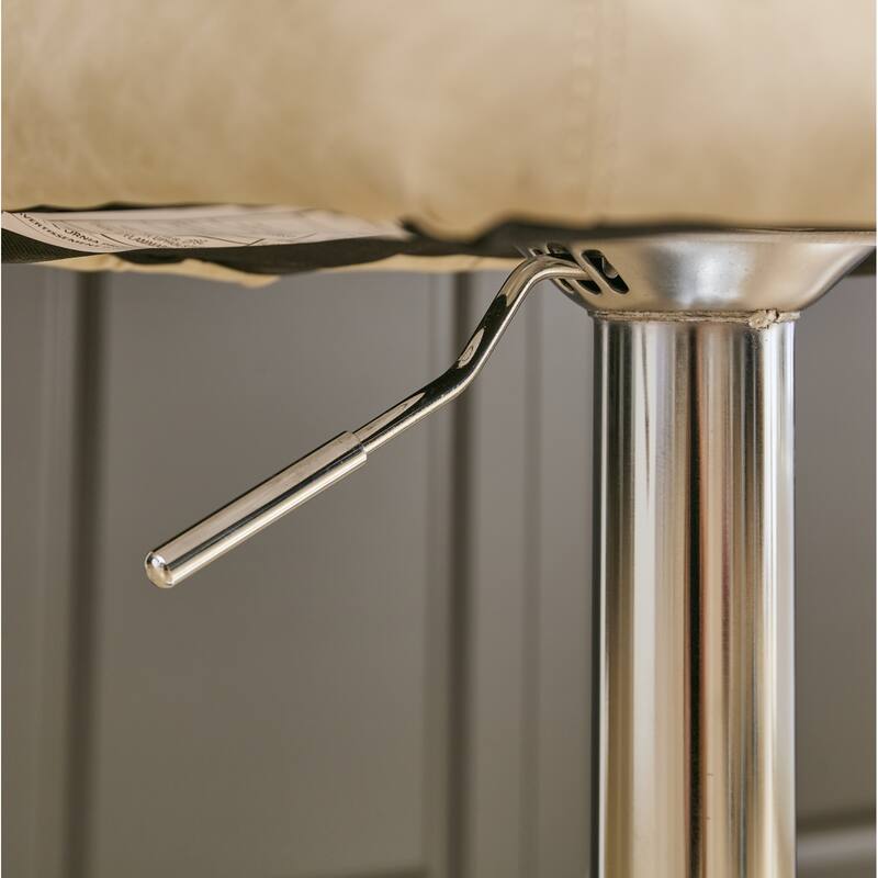 Modern PU Upholstered Bar Stools Set of 2, Swivel Barstools with Tufted Back, Adjustable Seat Height with Chrome Base