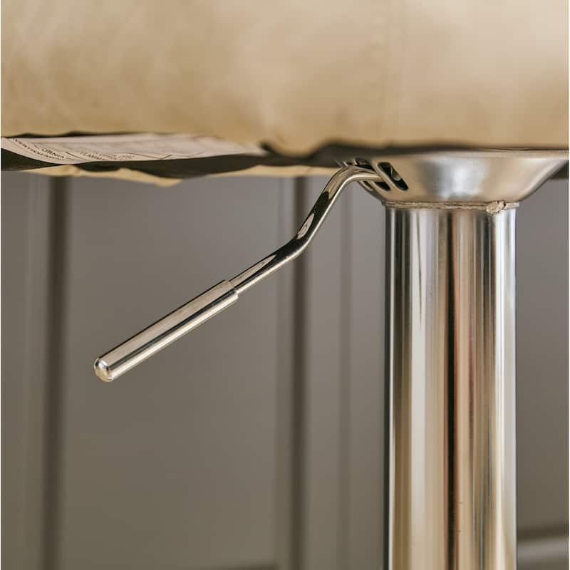 Velvet Upholstered Bar Stools Set of 2, Swivel Bar Stools with Adjusatble Height, Kitchen Island Chairs with Tufted Back