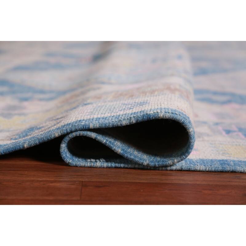Hand Knotted Oriental 100% Wool Carpet Transitional Geometric Navy Blue & Blues Oushak Area Rug - 10' 4'' X 8' 10''