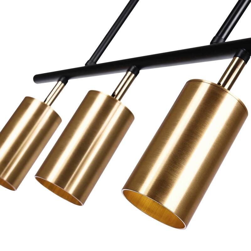 5-Light Black/ Gold Modern Industrial Adjustable Linear Ceiling Track Lighting Kit Spot Tracking Light Pendant