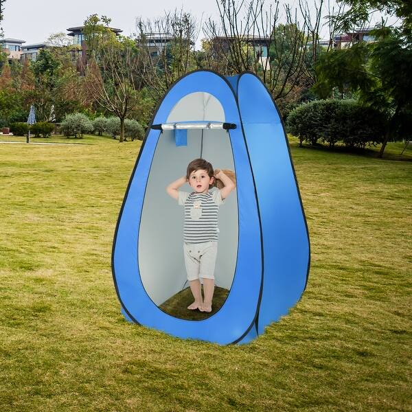 slide 6 of 10, Portable Pop Up Shower Tent Changing Room Dressing Camping Shelter Blue