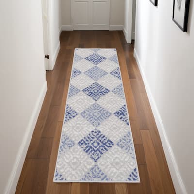 Jotu Distressed Geometric Abstract Modern Non Skid Stain Resistant Area Rug By HomeRoots - 96' X '24' X '0.39