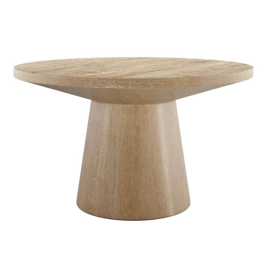 Kily Coffee Table, Pedestal Base, 29 Inch Round Top in Oak Brown