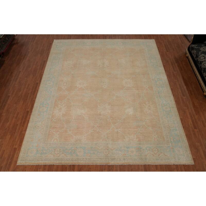 Hand Knotted Transitional Wool Orange Floral Area Rug - 15' 0'' X 12' 3''