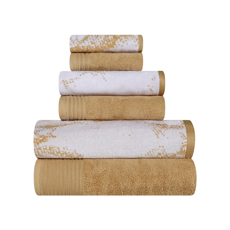 Superior Cotton Quick-Drying Solid and Marble 6 Piece Towel Set