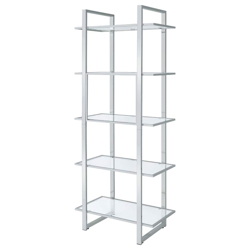 Hartford 79-inch 5-shelf Glass Bookshelf - 31.50" x 17.75" x 79.00"