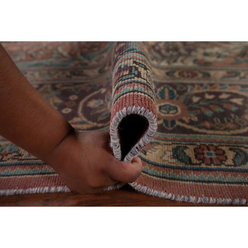Pink Tabriz Persian Vintage Area Rug Handmade Wool Carpet - 7'11" x 11'0"
