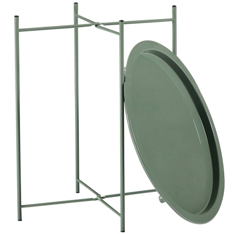 VECELO Side/End Table, Folding Round Metal Anti-Rust and Waterproof Outdoor for Living Room Bedroom,Nightstands