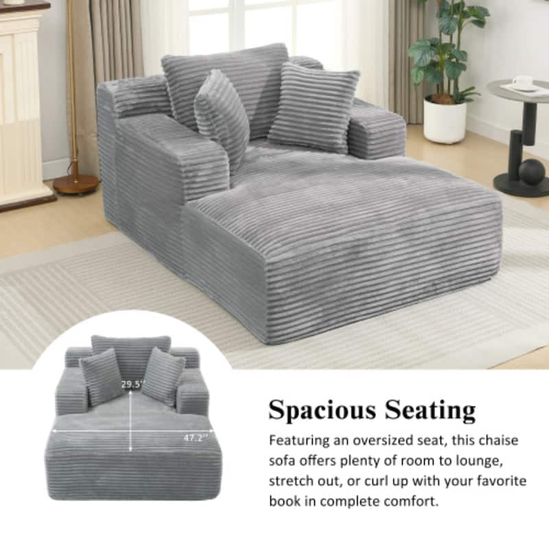Full-Compressed Chaise Lounge Sofa Bed with Soft Corduroy Upholstery by Harper&Bright Designs