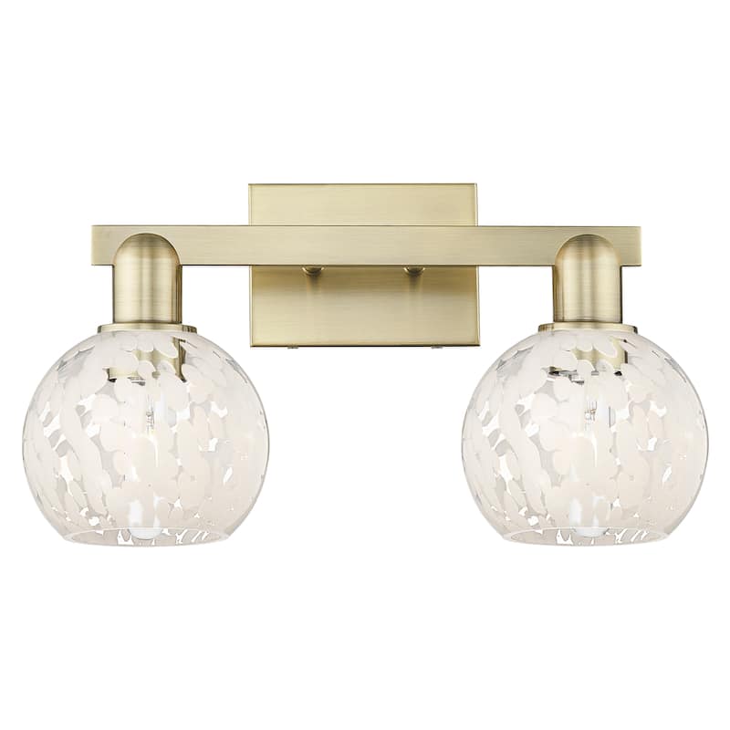 Innovations Lighting Endless Possibilities Arcadia - White Mouchette - 2 Light 17" Bath Vanity Light - Antique Brass