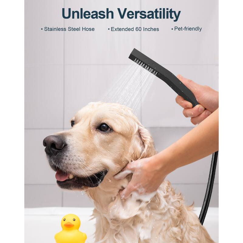 GRANDJOY Dual Shower Heads 12" Rainfall Shower System with 3 Body Jets and Handheld Shower
