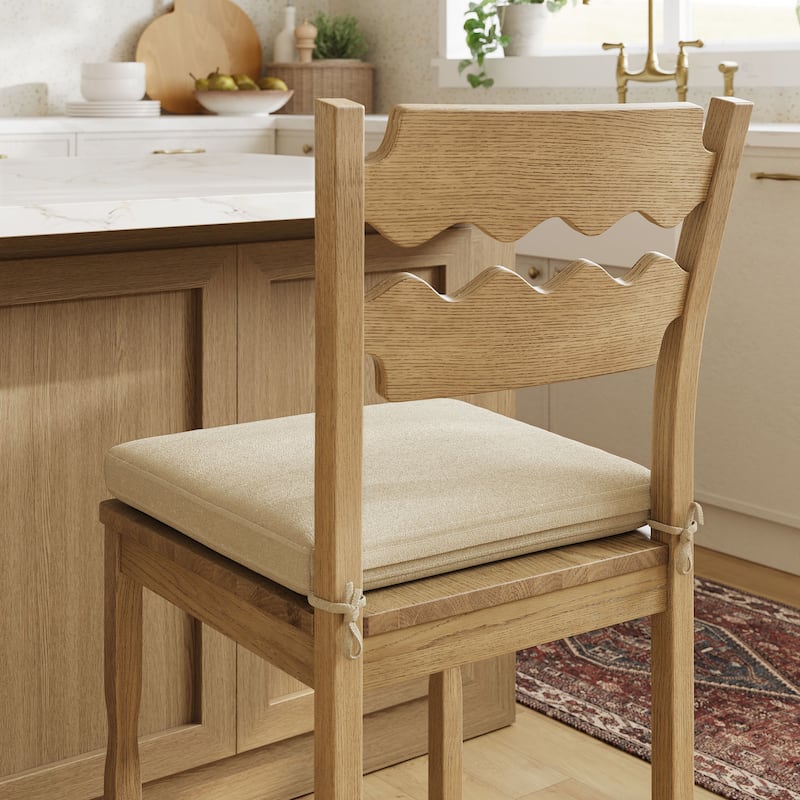 Jax Oak Wood Counter Stool With Wavy Razor Back and Cushion