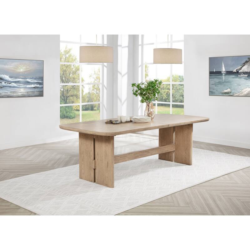 Kailani 110-inch Rectangular Wood Dining Table Beige Oak