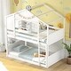 preview thumbnail 1 of 7, White House Shape Twin Over Twin Bunk Bed for Kids with Roof and Lockable Window White