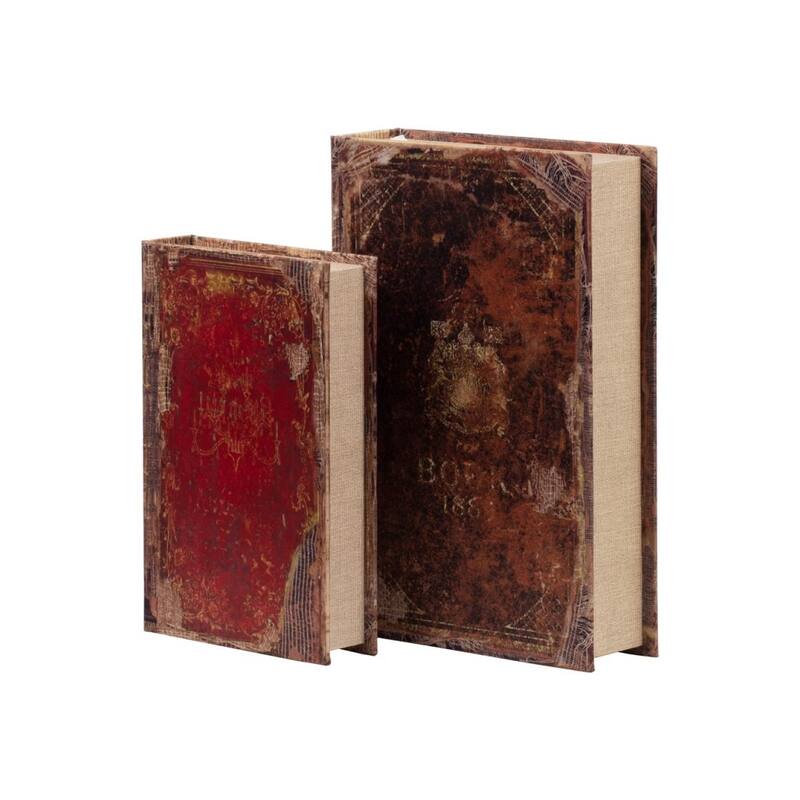 Antique-Style Book Storage Boxes - 13" - Multicolored - Set of 6