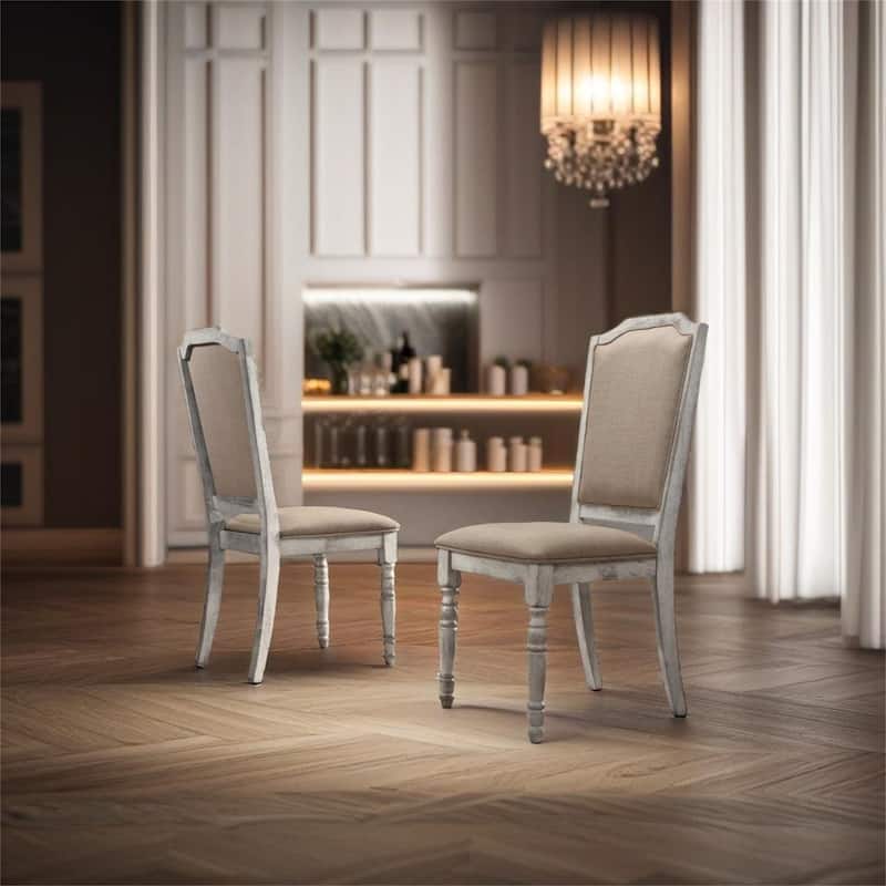 Turned Leg Wood Dining Chair Set of 2