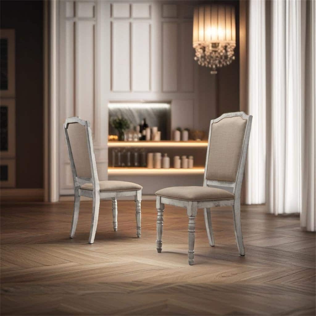 Turned Leg Wood Dining Chair Set of 2