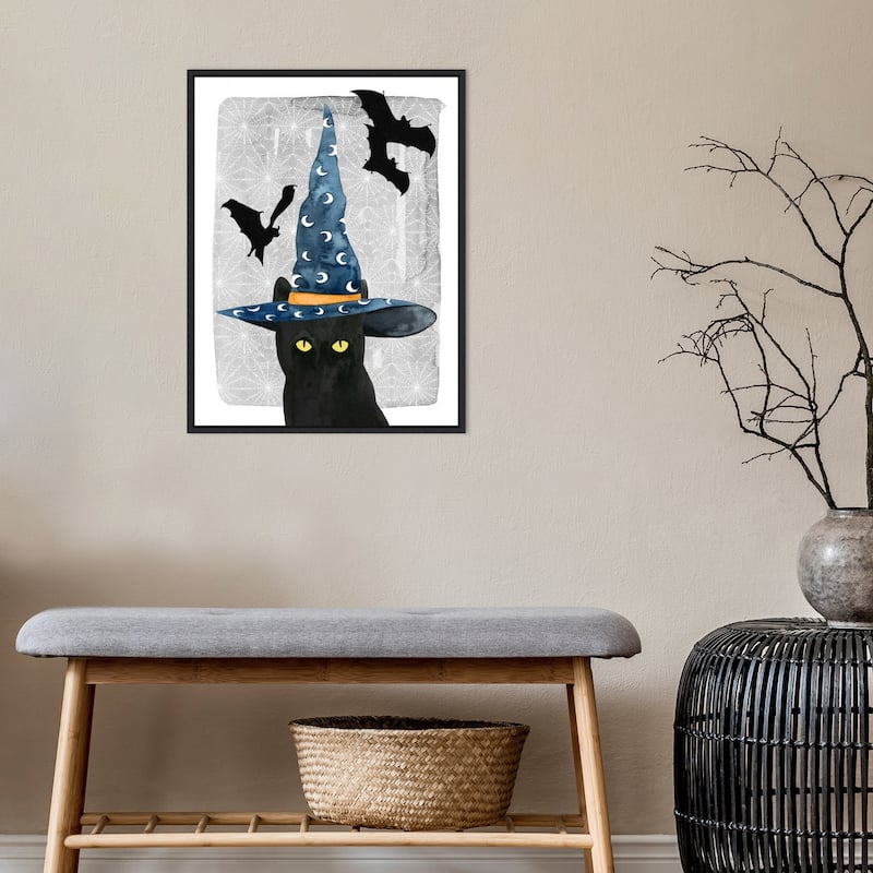 Amanti Art Black Cat II Framed Canvas Wall Art